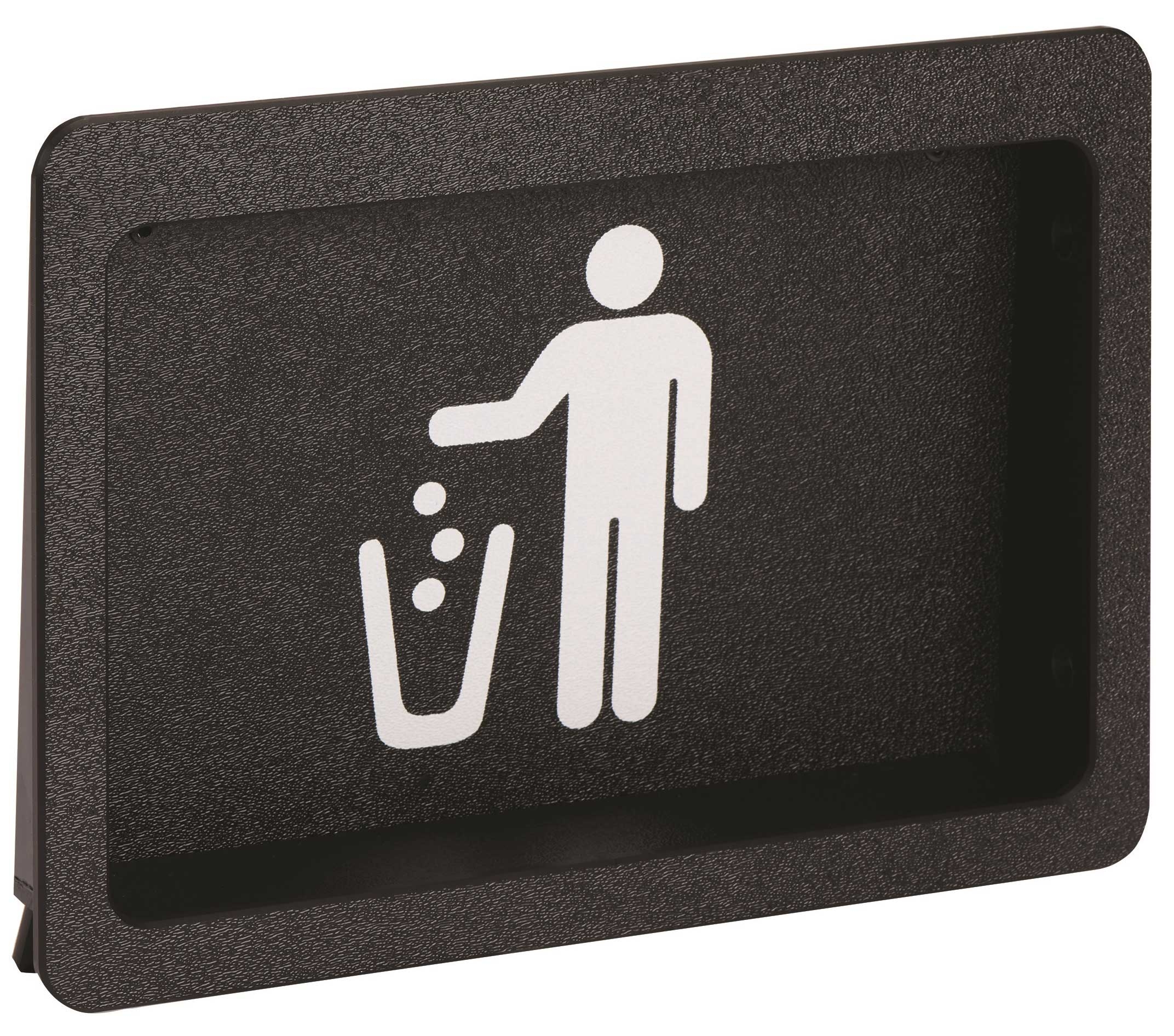 Dispense-Rite Black Polystyrene Small Trash Symbol Faceplate Built-in Trash Door