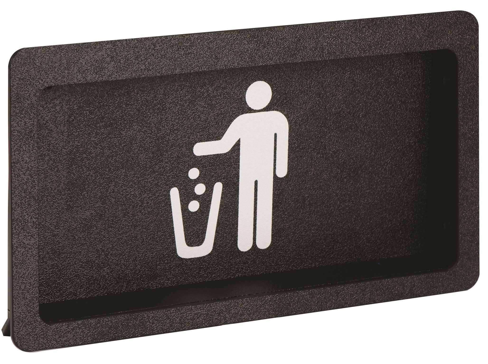 Dispense-Rite Black Polystyrene Medium Trash Symbol Faceplate Built-in Trash Door