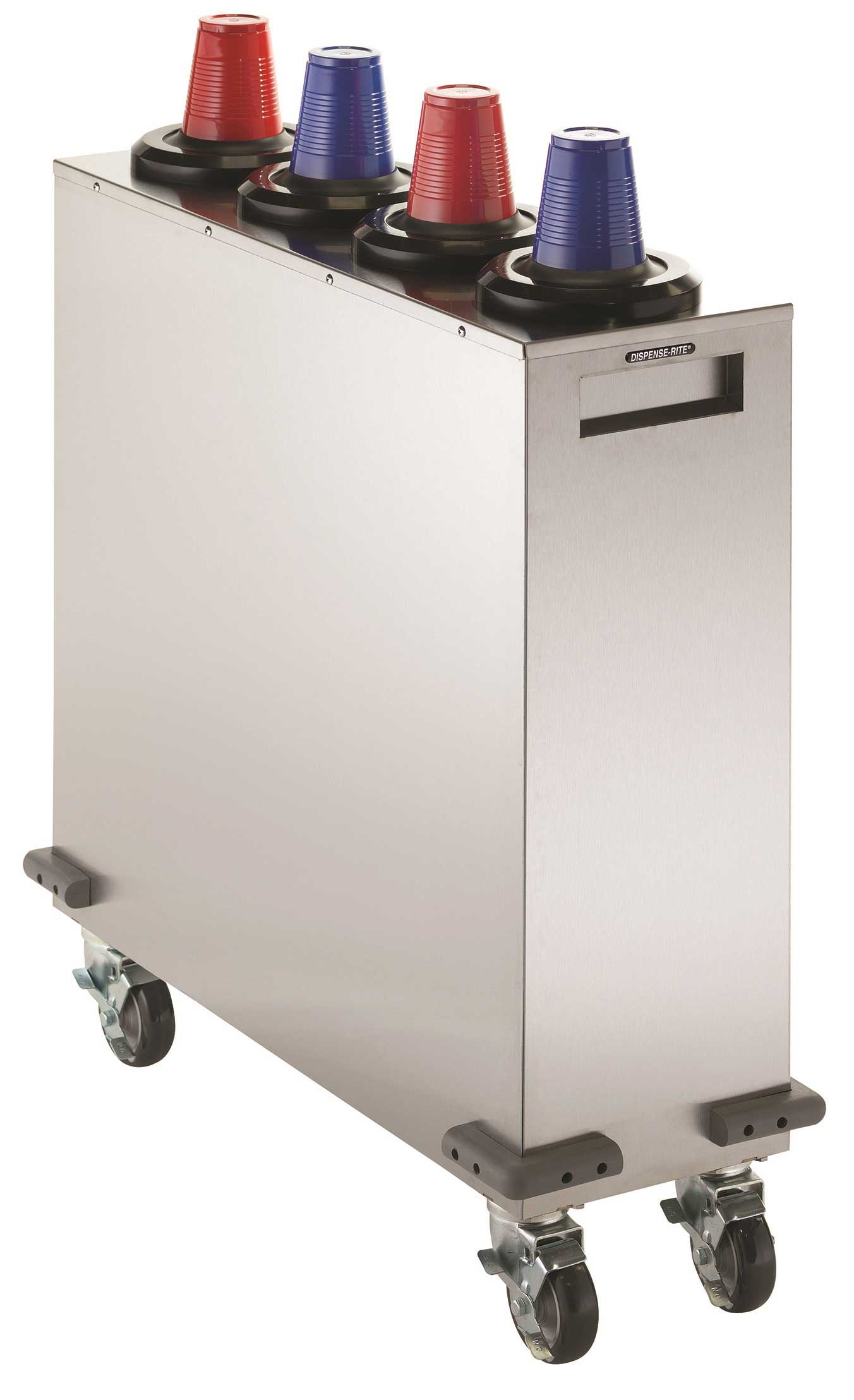 Dispense-Rite Stainless Steel Mobile Cup Dispensing Cart with Four SLR-2L Cup Dispenser