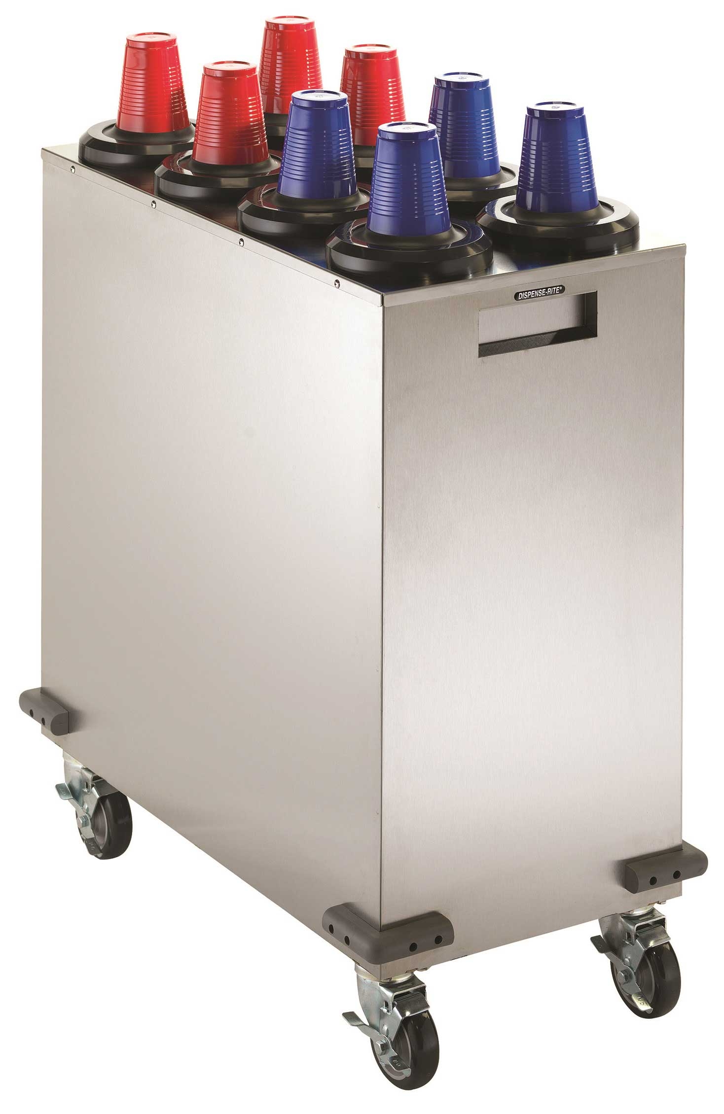 Dispense-Rite Stainless Steel Mobile Cup Dispensing Cart with Eight SLR-2L Cup Dispenser
