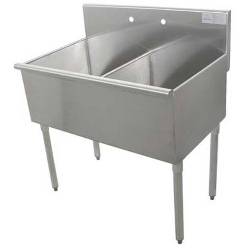 600 Series Stainless Steel Square Corner Scullery Budget Sink with 2 Compartment. 24X48 48 inch O.A..