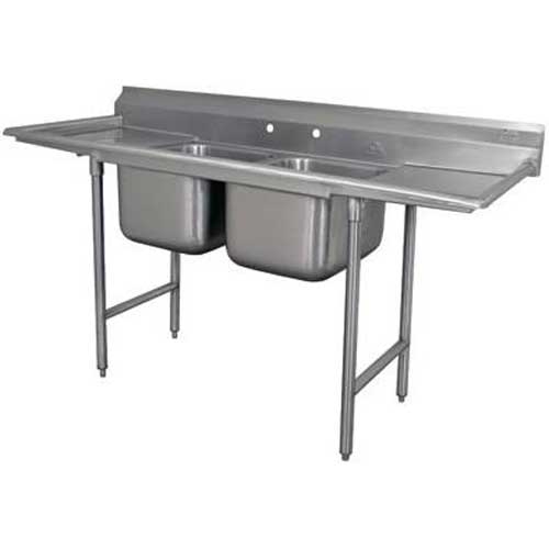 Standard 930 Series Stainless Steel Regaline Sink with 2 Compartment, 2 Drain Board.Overall Length 117 inch.