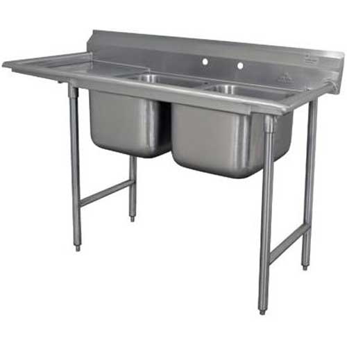 Standard 930 Series Stainless Steel Regaline Sink with 2 Compartment, Left Drain Board.Overall Length 84 inch.