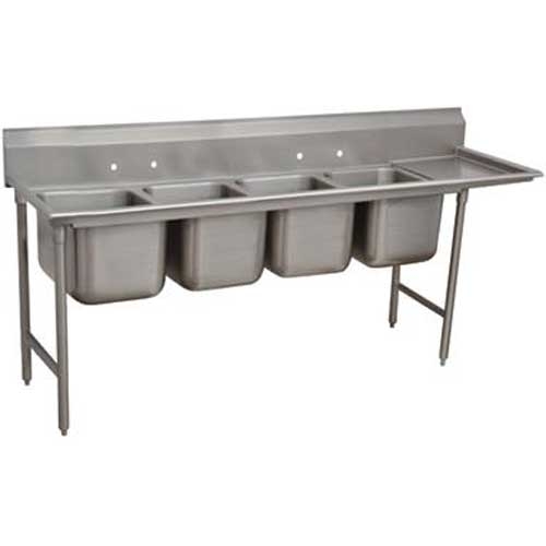 Standard 930 Series Stainless Steel Regaline Sink with 4 Compartment, Right Drain Board.Overall Length 129 inch.