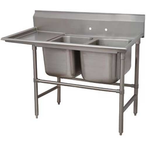 Spec-line 940 Series Stainless Steel Regaline Sink with 2 Compartment, Left Drain Board.Overall Length 72 inch.