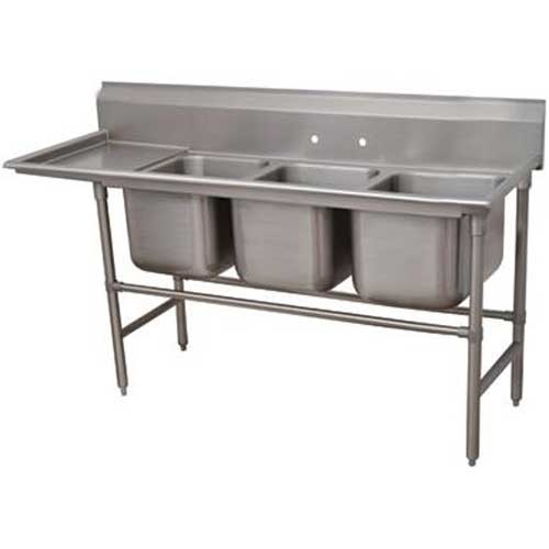Spec-line 940 Series Stainless Steel Regaline Sink with 3 Compartment, Left Drain Board.Overall Length 95 inch.
