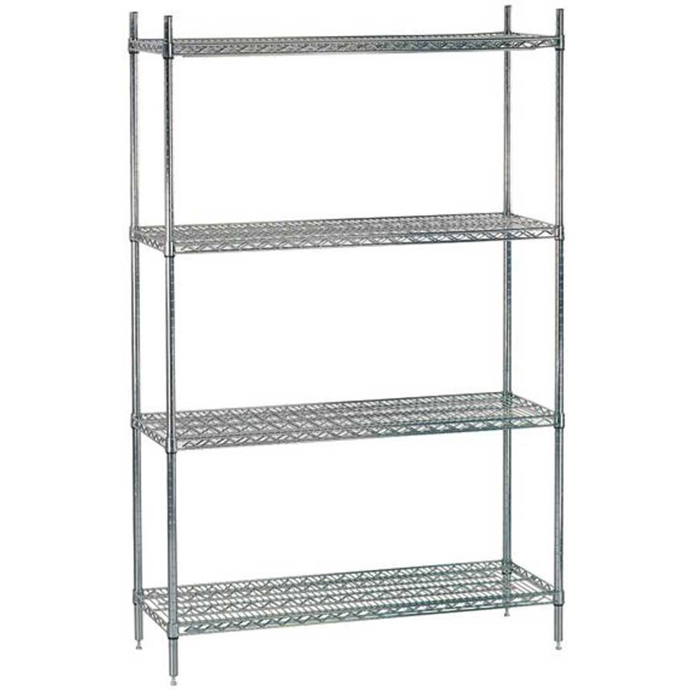 Chrome Wire Shelving Combo Unit Size 24 x 60 x 74 inch - Includes 4 Shelves and 4 - 74 inch Posts -- 1 set each.