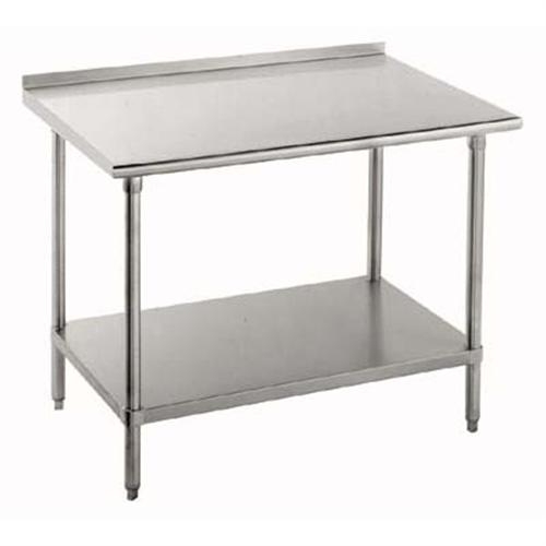 Stainless Steel Economy Work Table With Galvanized Leg and Adjustable Undershelf - 1 1/2 inch Splash, 24 x 24 inch.