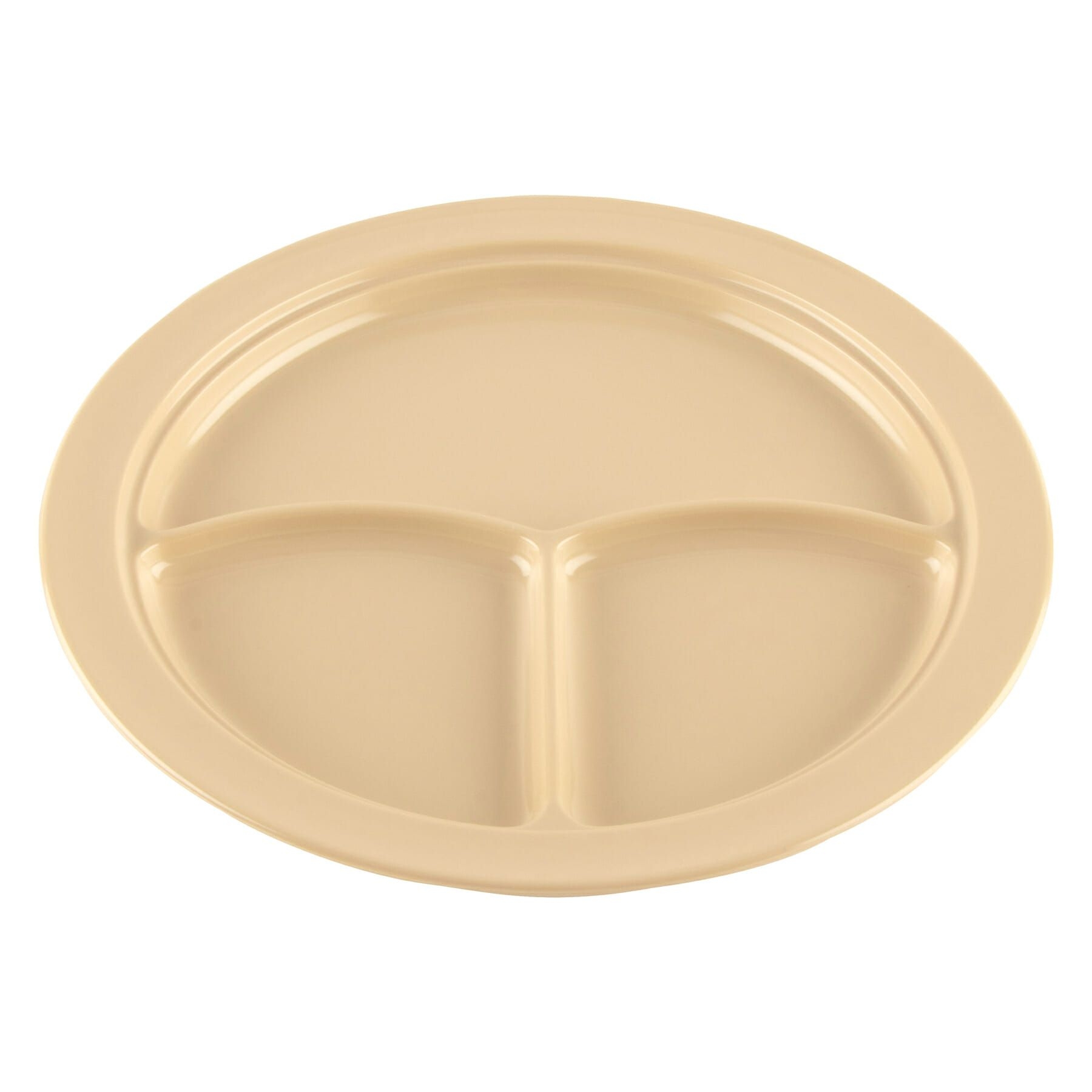 Tan GET Enterprises inc Supermel I Melamine 3 Compartment Plate, 10 inch -- 12 per case.