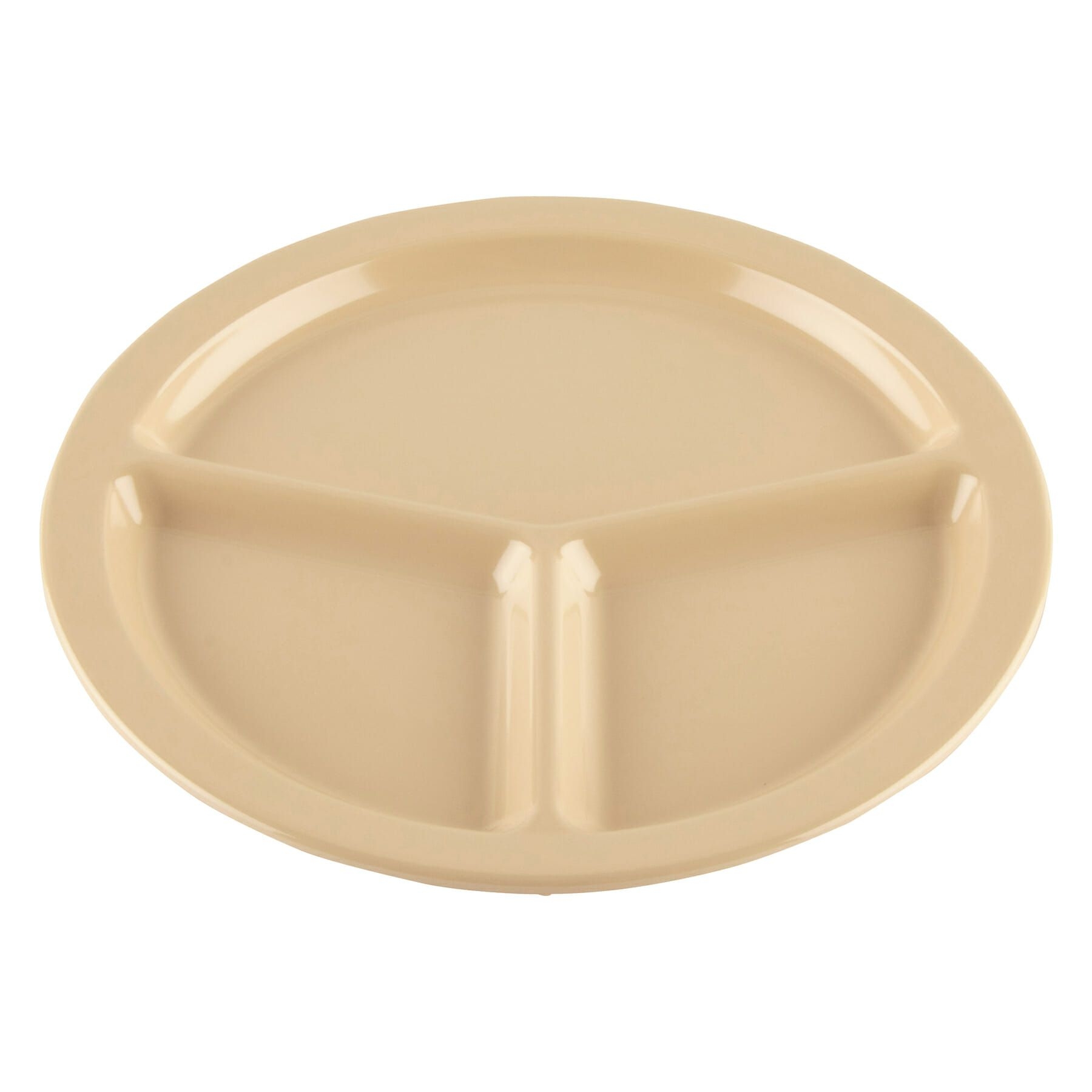 Tan GET Enterprises inc Supermel II Melamine 3 Compartment Plate, 10 inch -- 12 per case.