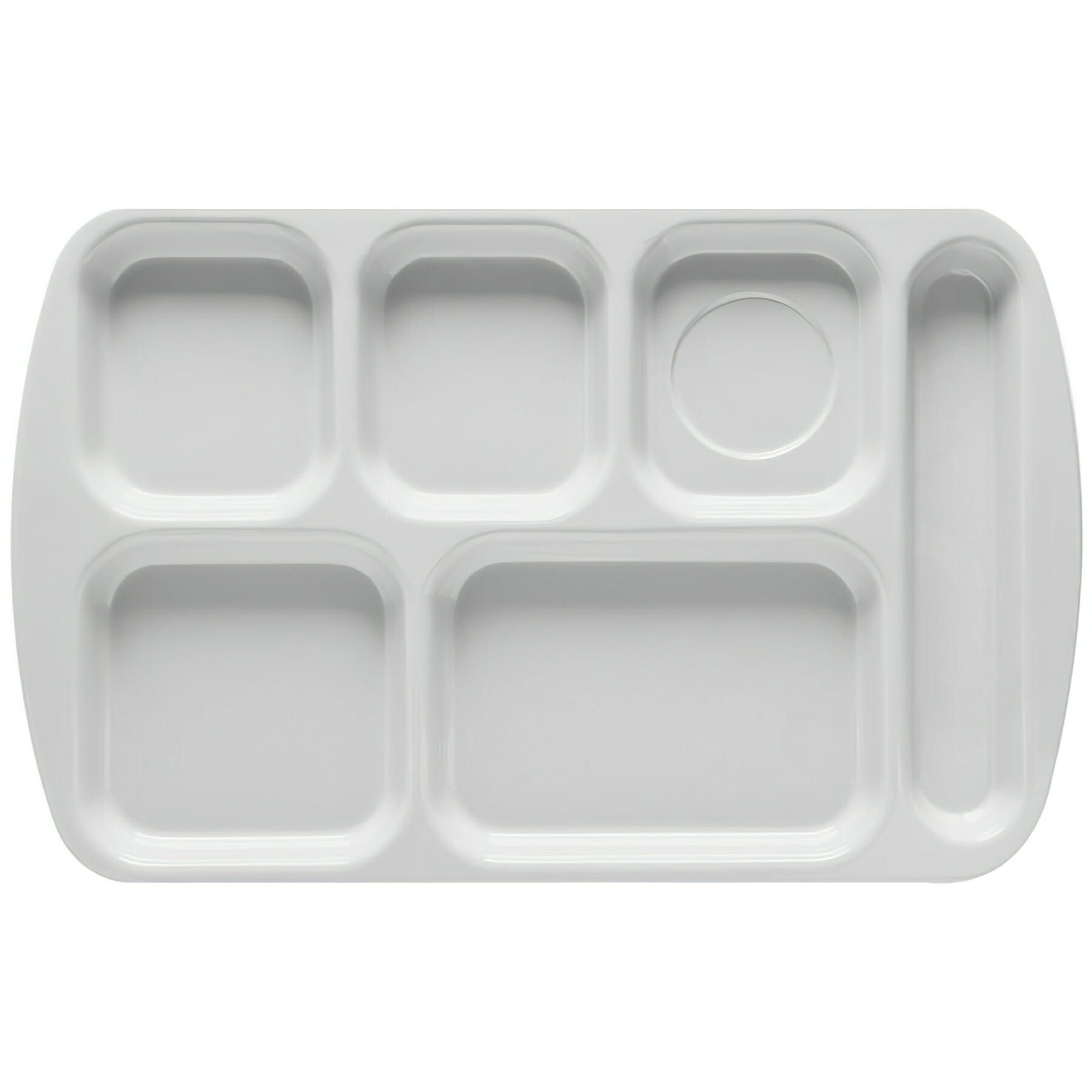 White GET Enterprises inc Melamine Right Handed 6 Compartment School Tray, 15.5 x 10 inch -- 12 per case.