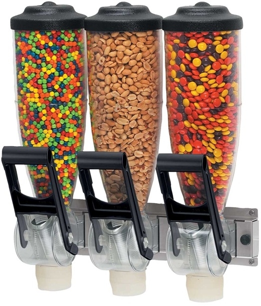 Server Triple Dry Food and Candy Dispenser, 2 Liter Capacity