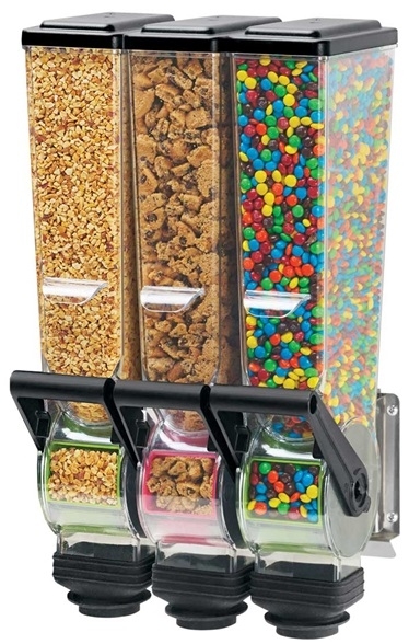 Server SlimLine Triple Dry Food and Candy Dispenser with Bracket, 2 Liter