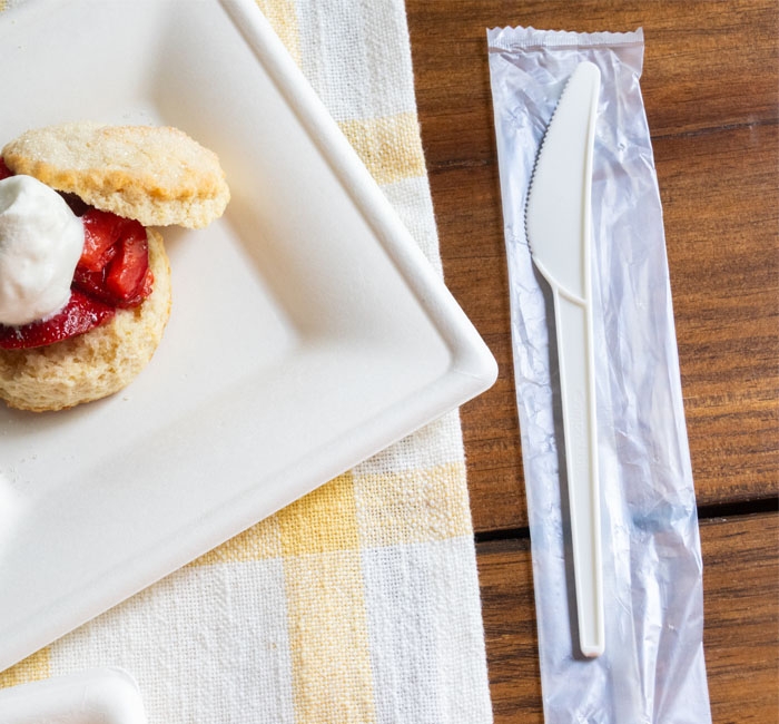 Kitch 24/7 Compostable Individual Wrap White Knives -- 1000 per case