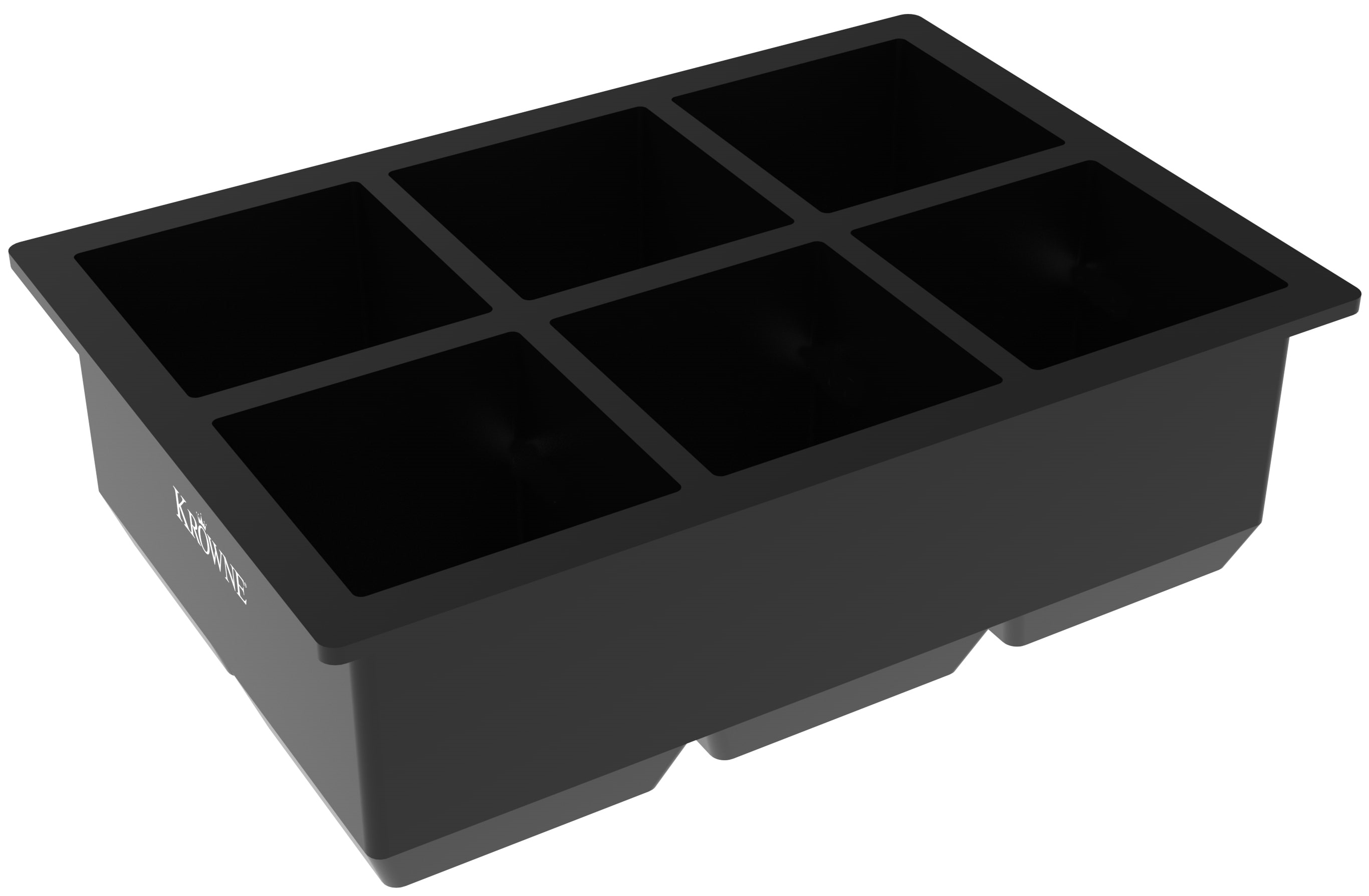 Krowne Silicone Matte Black 6 Compartment Ice Cube Mold for Ice Bin