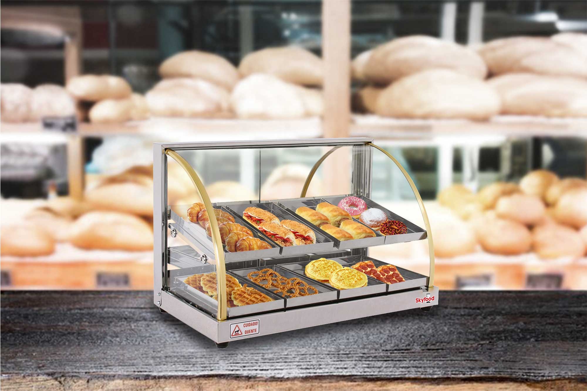 Skyfood Economy Line Countertop Food Warmer Display Case with Two Shelves, 24 3/4 x 13 3/8 x 16 1/8 inch