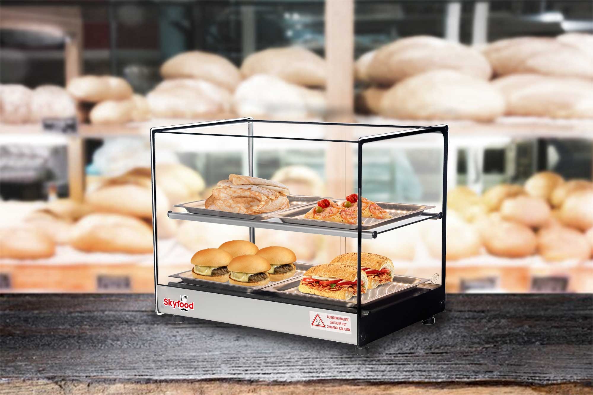 Skyfood Countertop Food Warmer Display Case With Two Shelves, 22 1/2 X 17 3/4 X 19 3/4 Inch