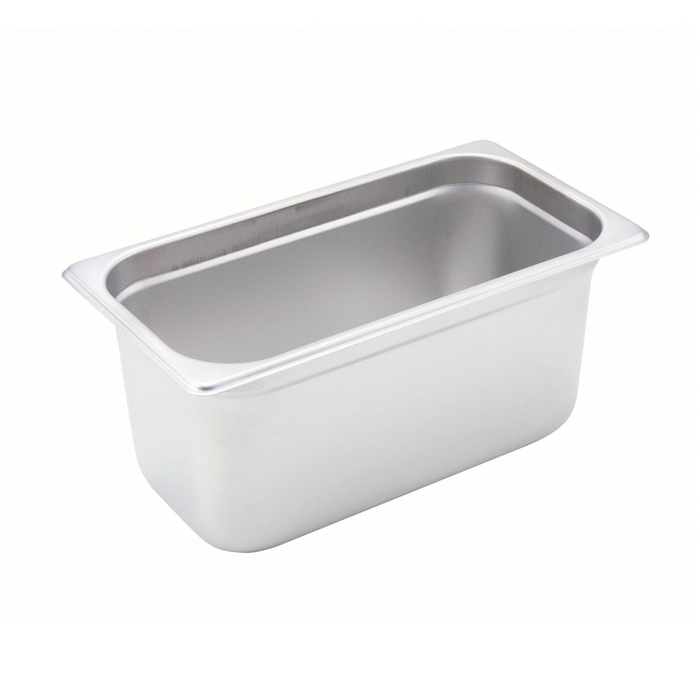 Winco SPJH-306 22 Gauge 18/8 Stainless Steel Third Size Anti-Jam Steam Pan, 6 inch Deep