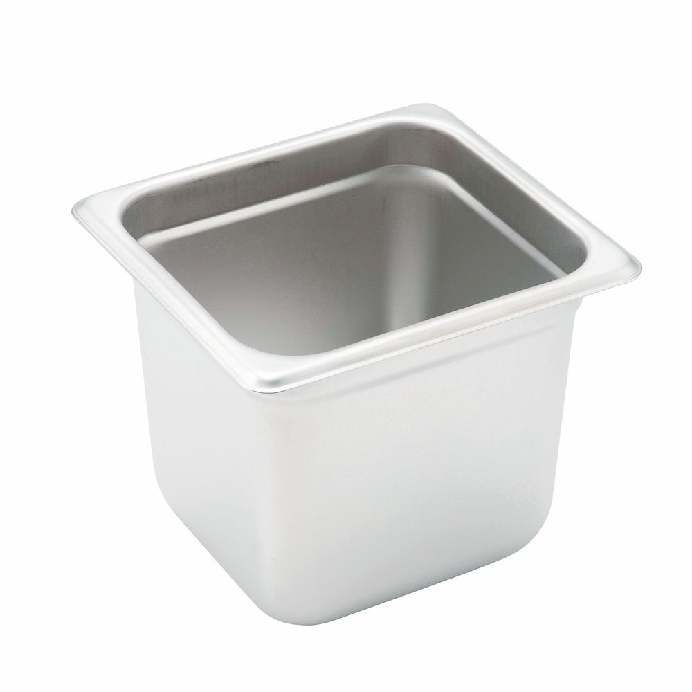 Winco SPJH-606 22 Gauge 18/8 Stainless Steel Sixth Size Anti-Jam Steam Pan, 6 inch Deep
