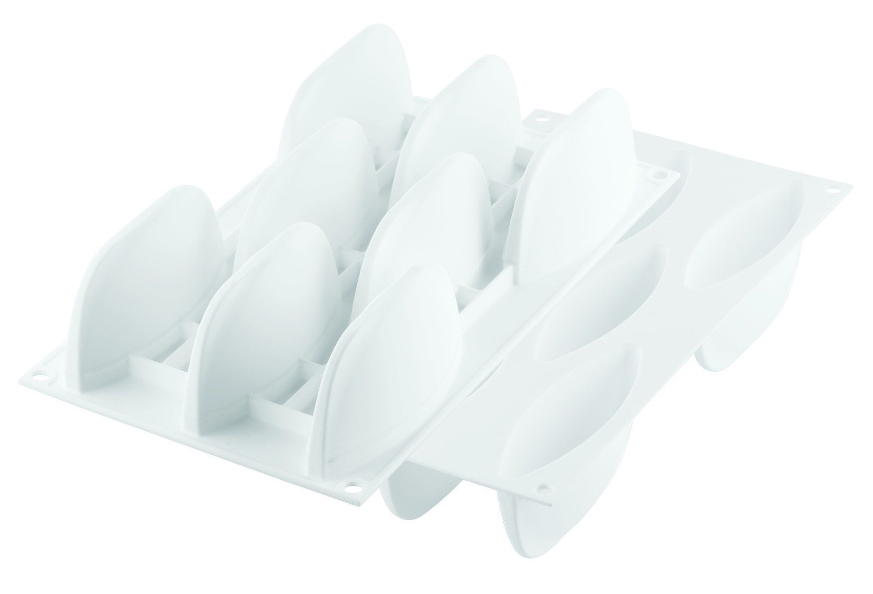 Silikomart CurveFlex Silicone 8 Cavities Vela Mold, 3.9 inch Length x 1.2 inch Width x 2.2 inch Height