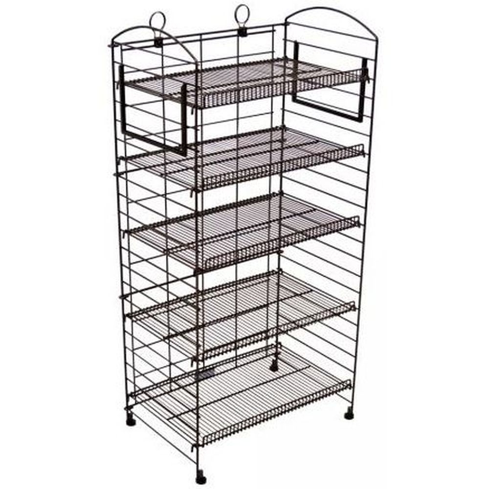 Mobile Merchandisers Bronze Hammertone 5-Shelf Fold-Up Wire Floor Display, 22 1/2 x 46 1/2 x 15 inch