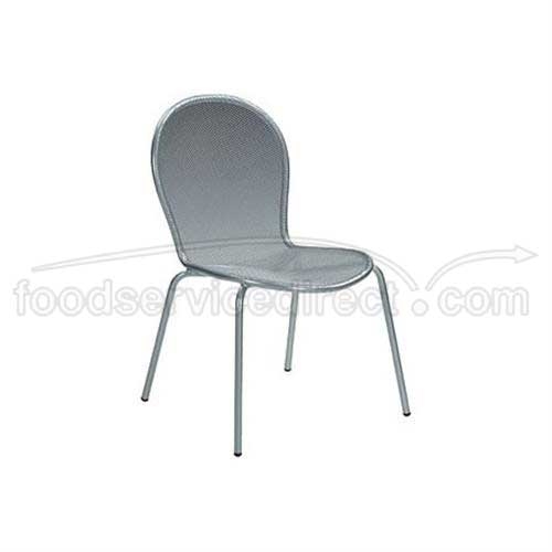 Frame Fin: Black EMU Ronda Outdoor Stacking Side Chair - Steel Mesh Seat and Back, Tubular Steel Frame, 34 x 23 x 24.5 inch -- 4 per case.