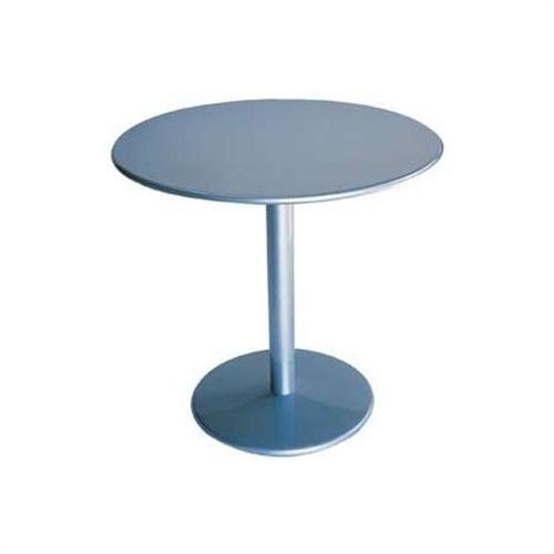Frame Fin: Antique Iron Emu Bistro Outdoor Table - Steel Top And Solid Steel Pedestal, 24 Inch round Diameter.