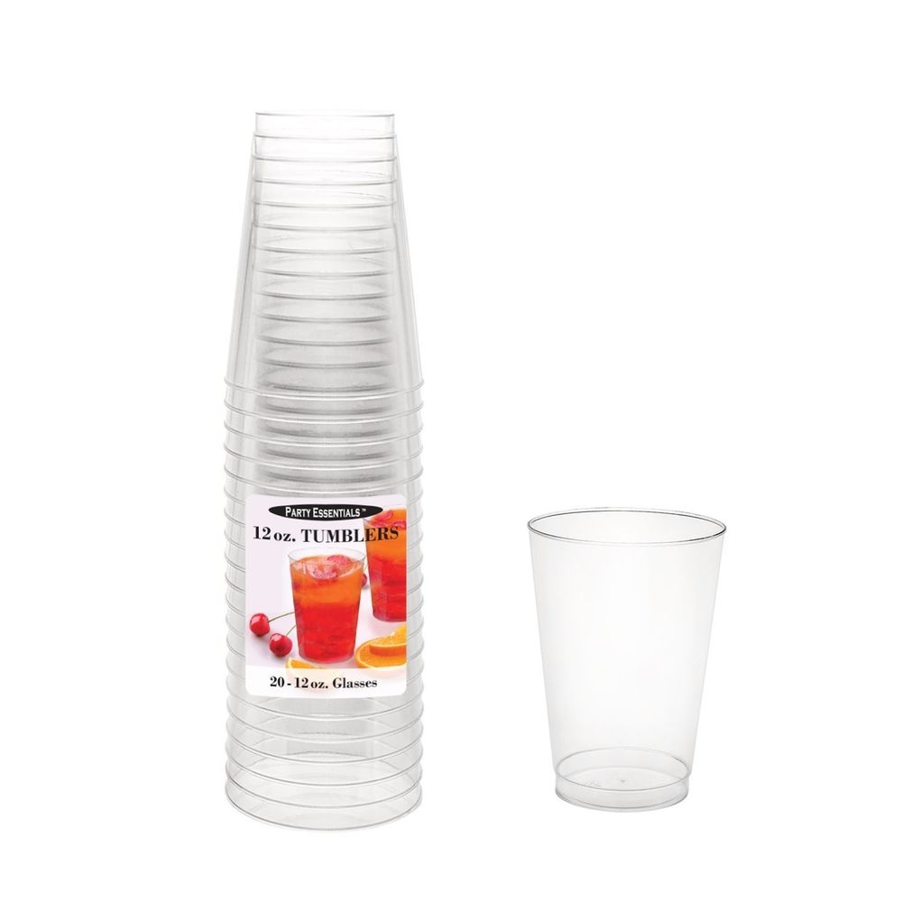 Northwest Enterprises Party Essentials Clear Plastic Tumbler, 12 Ounce Capacity -- 500 per case