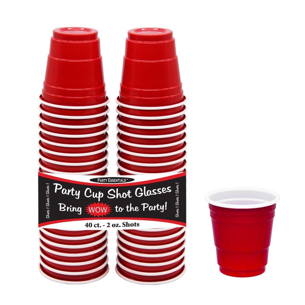 Northwest Enterprises Party Essentials Red Party Cup Shot Glass, 2 Ounce Capacity -- 800 per case