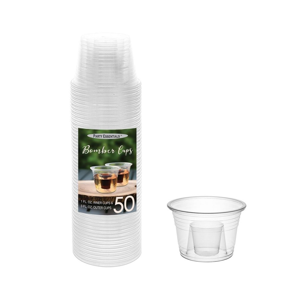 Northwest Enterprises Party Essentials Clear Plastic Soft Bomber Cup, 3 Ounce -- 500 per case