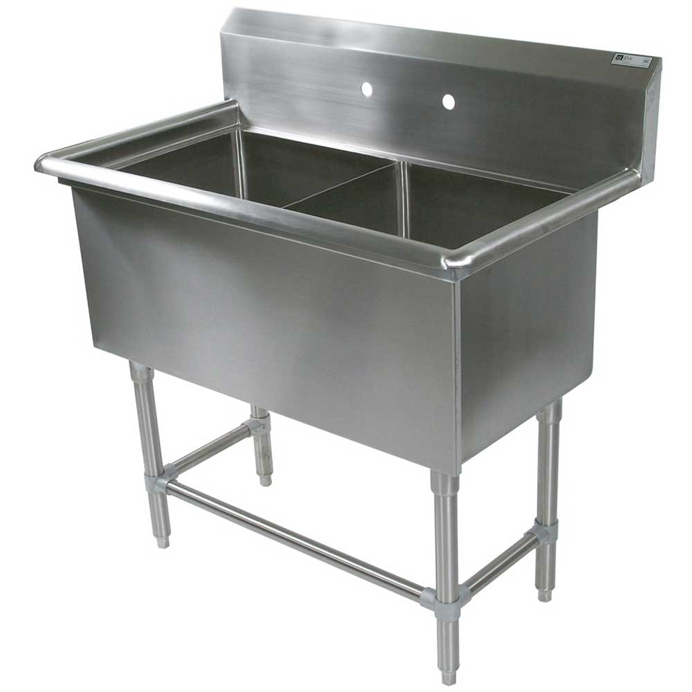 John Boos 16 Gauge Stainless Steel Two Bowl Sink without Drainboard, 41 1/8 x 29 1/2 inch.