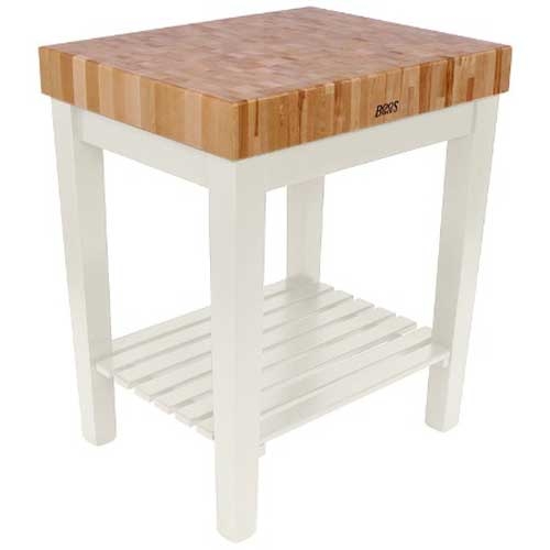 John Boos Maple Cream Finish Slate Gray Base Cucina Rustica Table, 30 x 24 x 4 inch.