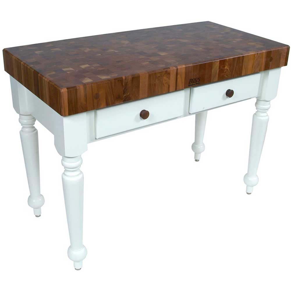 John Boos Black Base Rustica Walnut End Grain Top Table, 48 x 24 x 4 inch.
