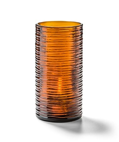 Hollowick Typhoon Dark Amber Spun Glass Large Cylinder Lamp, 6 5/8 x 3 1/8 x 3 1/8 inch.