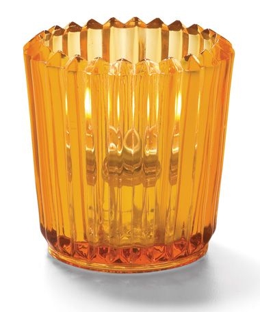 Hollowick Amber Glass Ribbed Tealight Lamp, 2 1/2 x 2 1/2 x 2 1/2 inch.