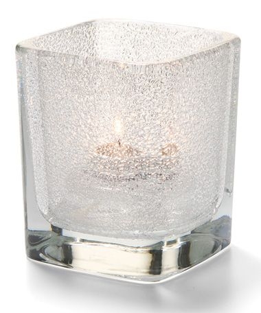 Hollowick Tetra Clear Jewel Square Glass Votive Lamp, 3 1/2 x 3 x 3 inch.