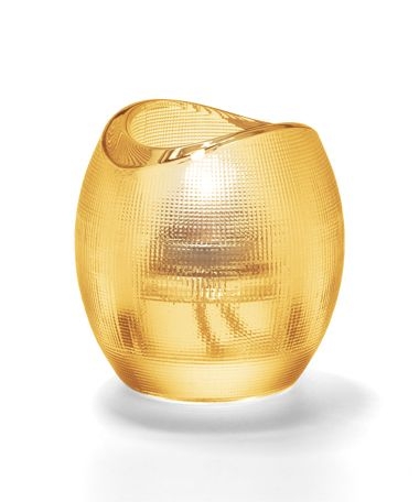 Hollowick Pixel Amber Tealight Glass Lamp, 3 x 2 7/8 x 2 7/8 inch.