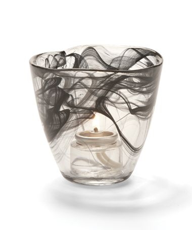Hollowick Wysp Black Glass Votive, 3 1/2 x 3 3/4 x 3 3/4 inch.