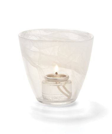 Hollowick Wysp White Glass Votive, 3 1/2 x 3 3/4 x 3 3/4 inch.