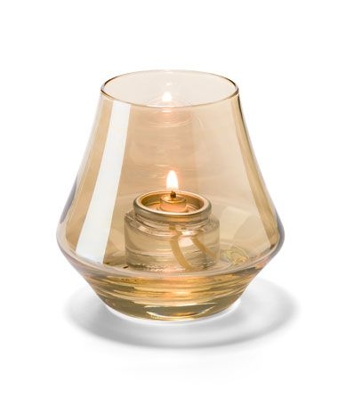 Hollowick Chime Gold Lustre Glass Votive Lamp, 3 1/2 x 2 3/4 x 2 3/4 inch.