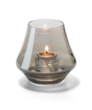 Hollowick Chime Smoke Lustre Glass Votive Lamp, 3 1/2 x 2 3/4 x 2 3/4 inch.