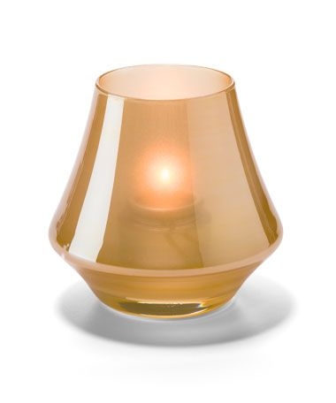 Hollowick Chime Satin Gold Glass Votive Lamp, 3 1/2 x 2 3/4 x 2 3/4 inch.