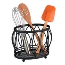 Spectrum Leaf Black Utensil Holder, 6.5 x 5 x 8 inch.