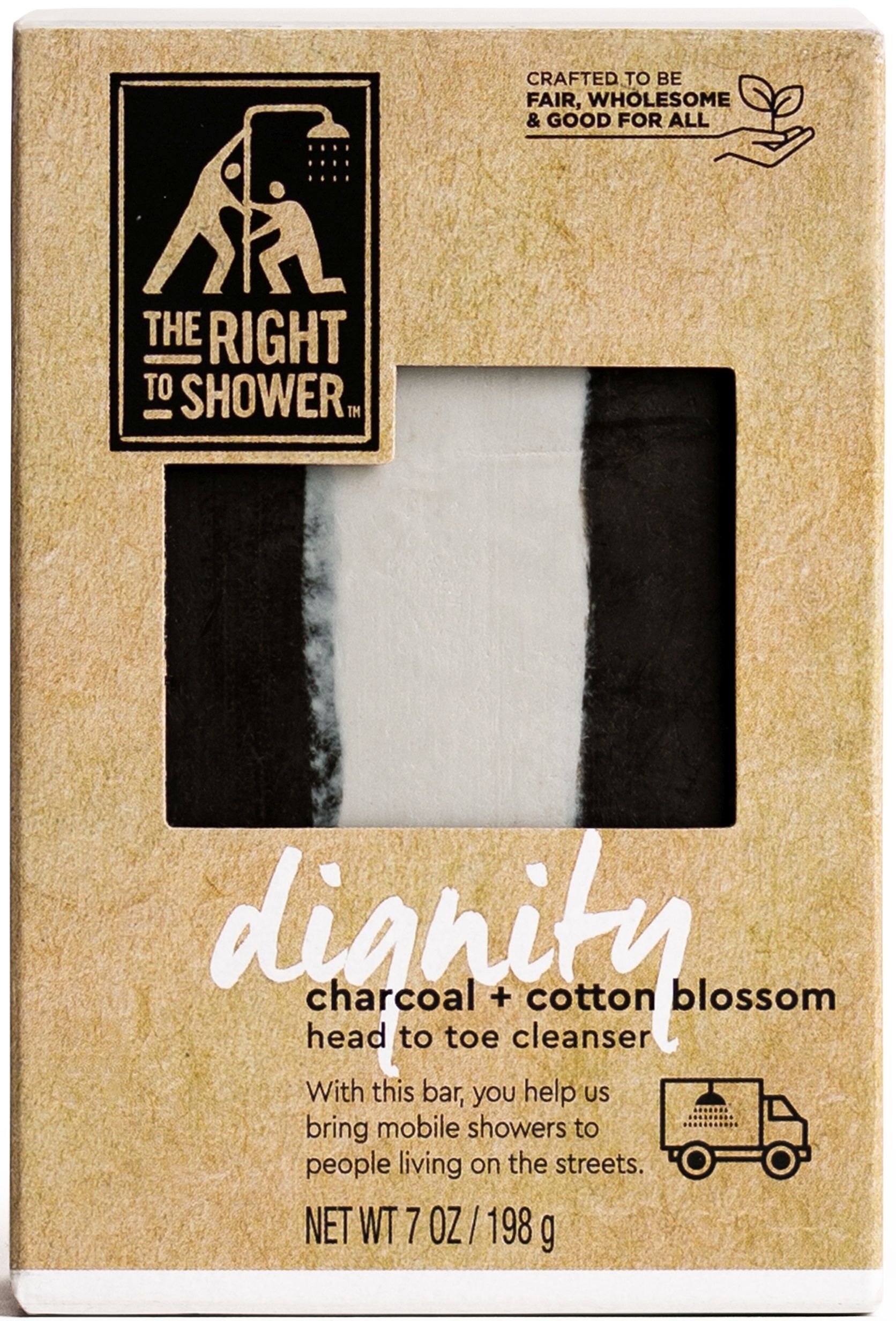 The Right To Shower Dignity White Charcoal and Cotton Blossom Bar Soap, 7 Ounce -- 36 per case