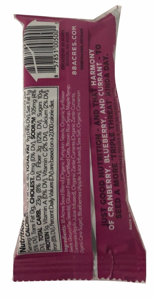 88 Acres Triple Berry Blend Seed Bar, 9 bars per pack -- 6 packs per case