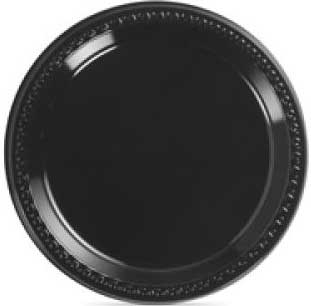 Chinet Black Heavy Weight Plastic Plate, 9 inch -- 500 per case