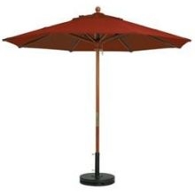 Grosfillex Round Terra Cotta Wooden Market Umbrella with Wooden Pole, 7 Feet.
