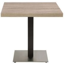 Grosfillex VanGuard Square Black Column with Stainless Steel Pedestal Table Base, 18 x 18 inch.