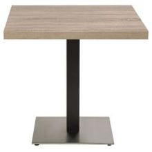 Grosfillex VanGuard Square Black Column with Stainless Steel Pedestal Table Base, 22 x 22 inch.
