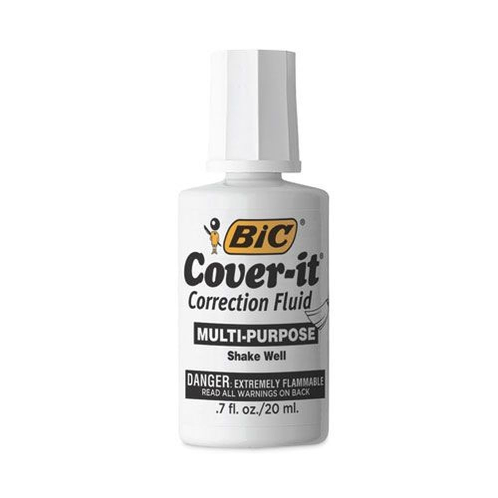 BIC White Cover-It Correction Fluid, 20 Milliliter Bottle